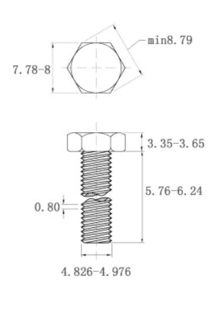 Bản vẽ kỹ thuật Bulong Inox 304 DIN933 M5x6