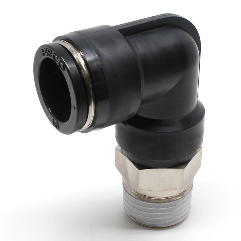 Đầu Nối Nhanh Khí Nén Cong 90° Phi 16mm Ren Ngoài R1/2 Pisco PL16-04