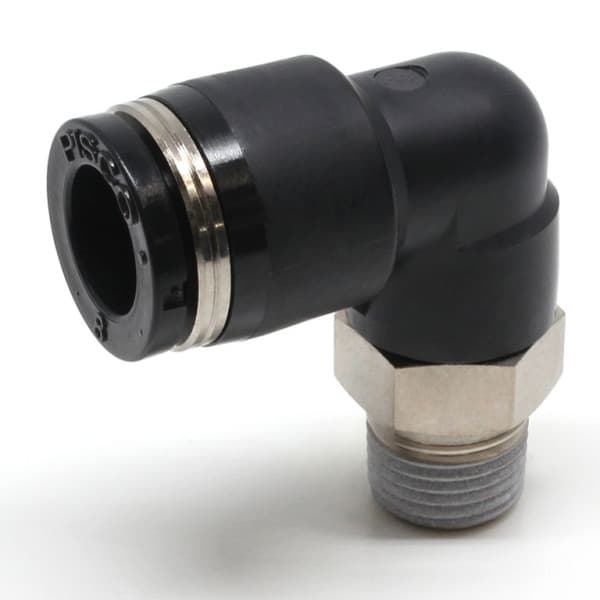 Đầu Nối Nhanh Khí Nén Cong 90° Phi 8mm Ren Ngoài R1/8 Pisco PL8-01