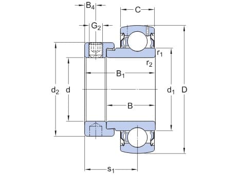 Bản vẽ kỹ thuật Vòng Bi Cho Gối Đỡ SKF YET 208