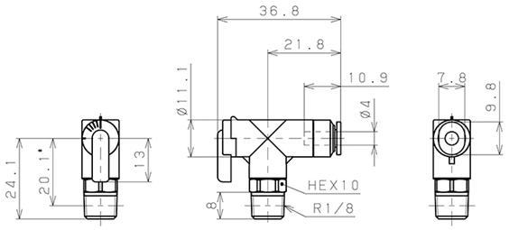 Bản vẽ kỹ thuật Van Bi Khí Nén, Loại Mini Pisco BVLC4-01