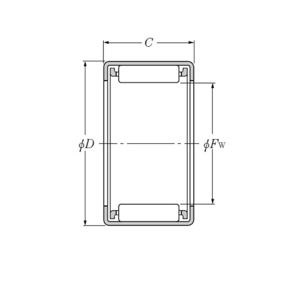 Bản vẽ kỹ thuật Vòng Bi Kim Vỏ Dập 8x15x10 mm NTN HMK0810C