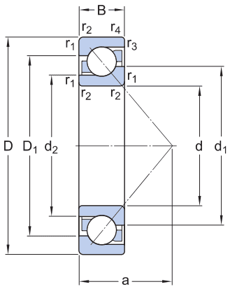 Bản vẽ kỹ thuật Vòng Bi Tiếp Xúc Góc Một Dãy SKF 7203 BEP