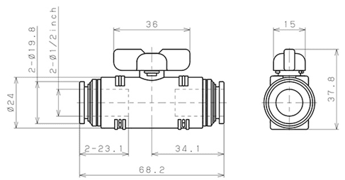 Bản vẽ kỹ thuật Van Bi Khí Nén, Loại 20 & 60 Pisco BVU60-1/2-1/2