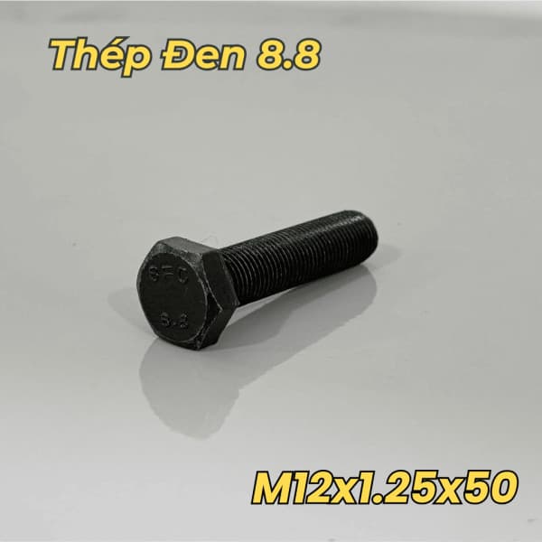 Bulong Thép Đen 8.8 DIN961 M12x1.25x50 Ren Nhuyễn