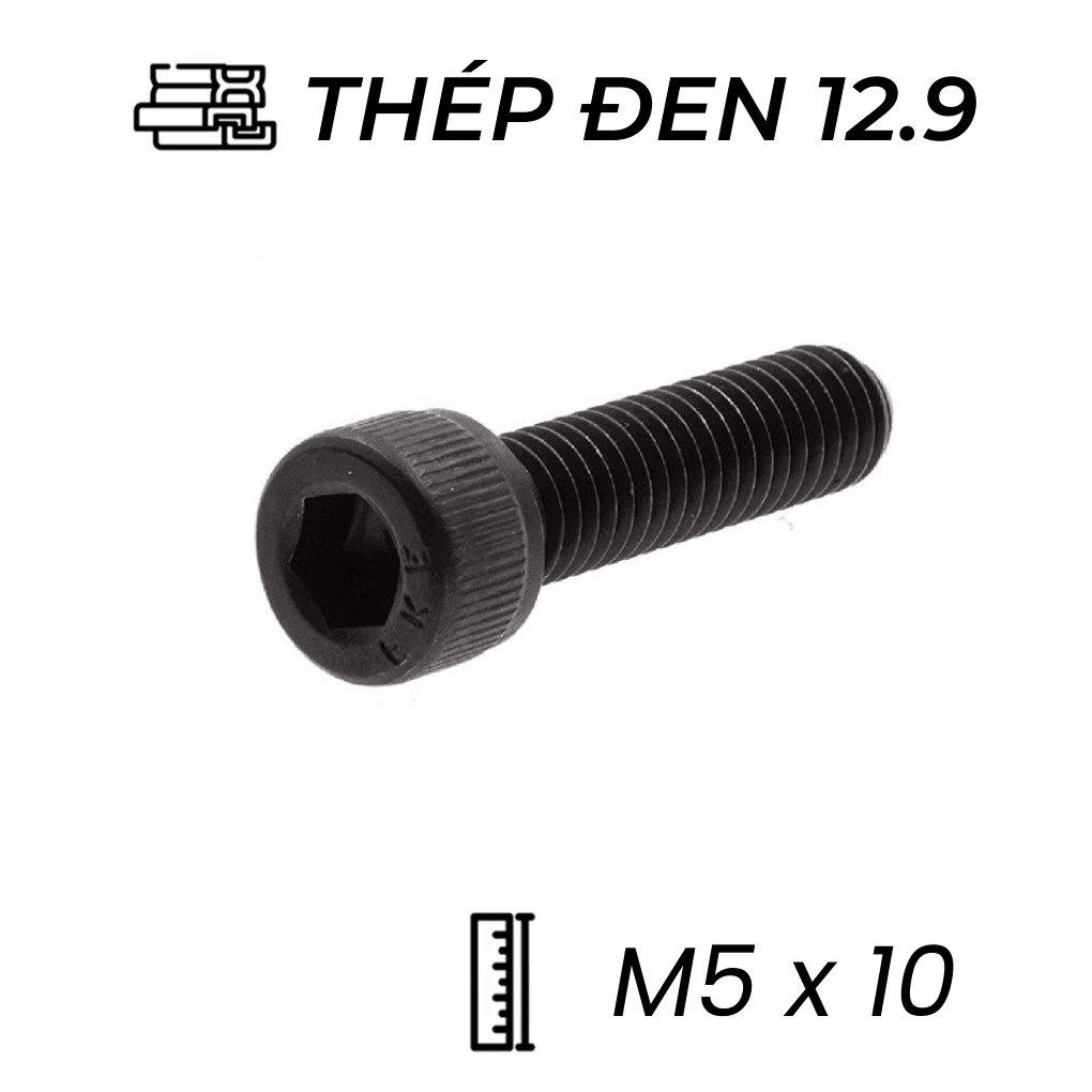 Lục Giác Chìm Đầu Trụ Thép Đen 12.9 DIN912 M5x10