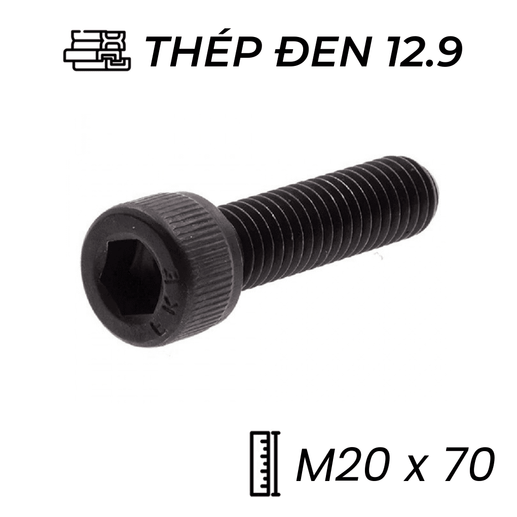 Lục Giác Chìm Đầu Trụ Thép Đen 12.9 DIN912 M20x70
