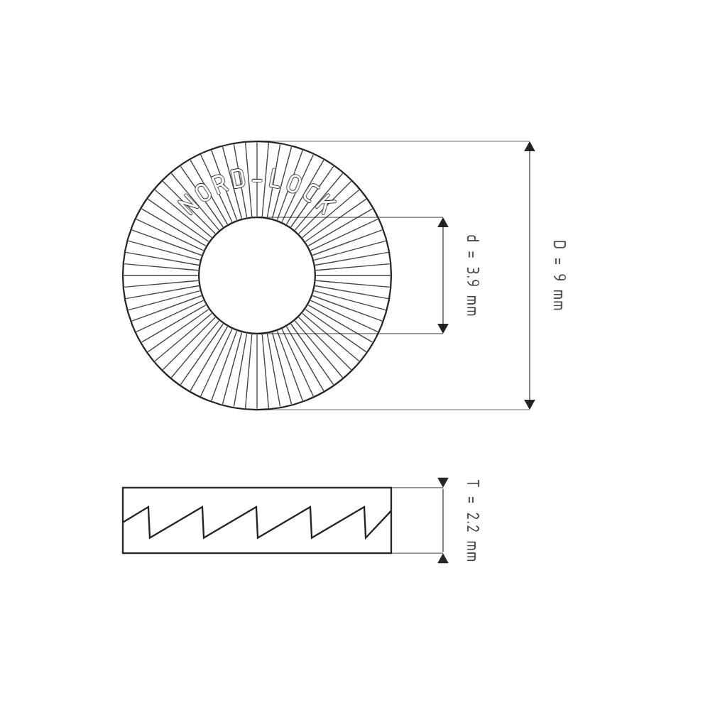 Bản vẽ kỹ thuật Lông Đền Nord-Lock Inox 316 Vành Rộng M3.5