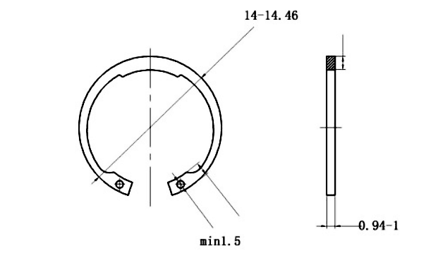 Bản vẽ kỹ thuật Phe Gài Lỗ Thép 65Mn DIN472 D13x1.0