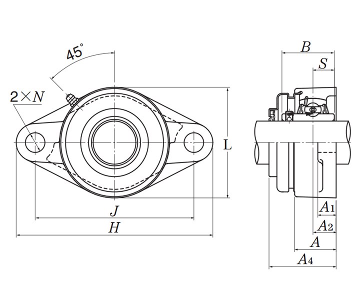 Bản vẽ kỹ thuật Gối Đỡ Vòng Bi Mặt Bích Hình Vuông NTN UCFL202D1