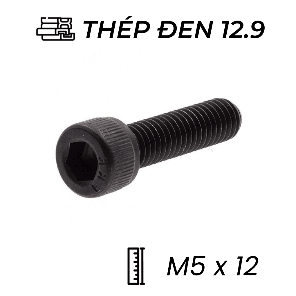 Lục Giác Chìm Đầu Trụ Thép Đen 12.9 DIN912 M5x12