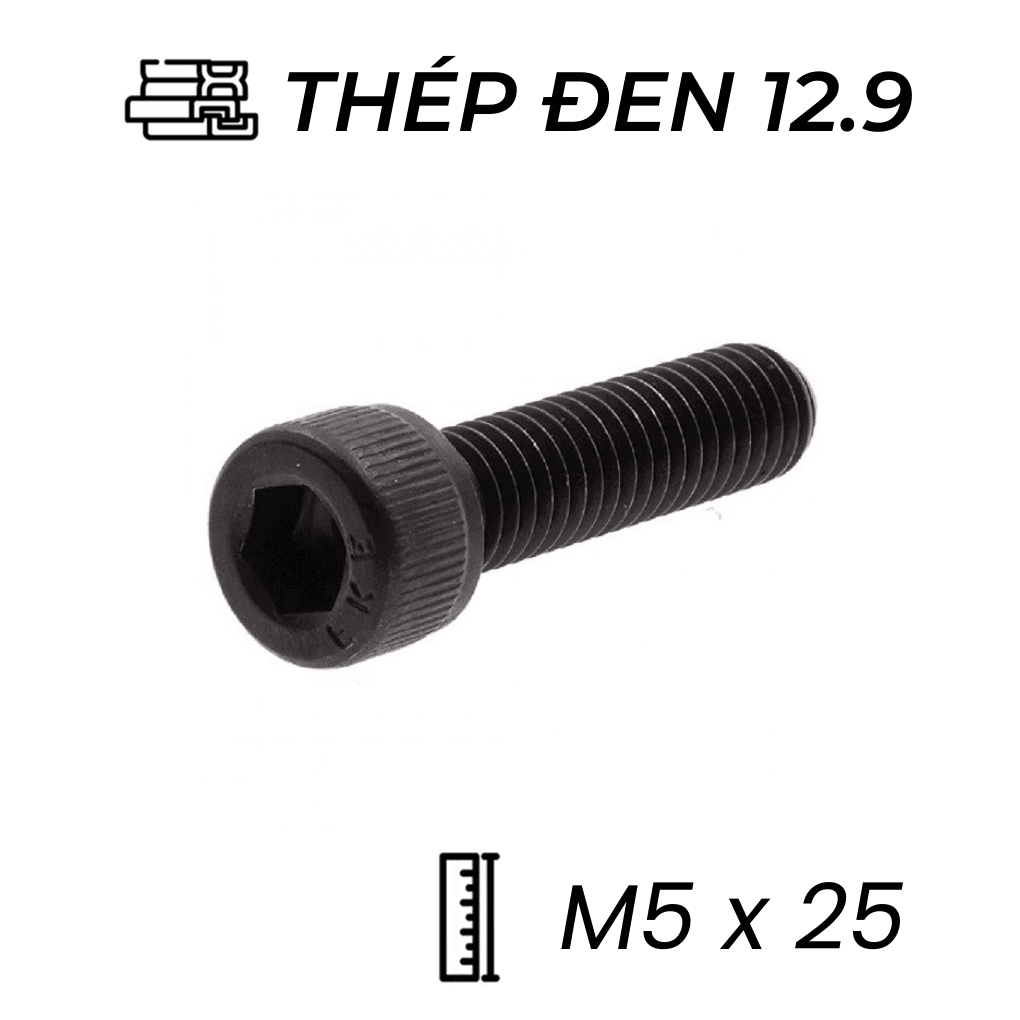 Lục Giác Chìm Đầu Trụ Thép Đen 12.9 DIN912 M5x25