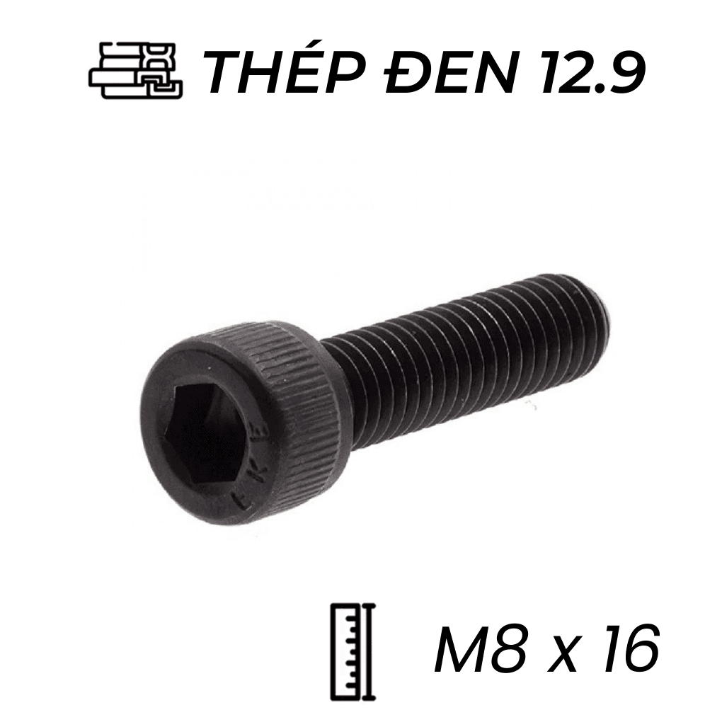 Lục Giác Chìm Đầu Trụ Thép Đen 12.9 DIN912 M8x16
