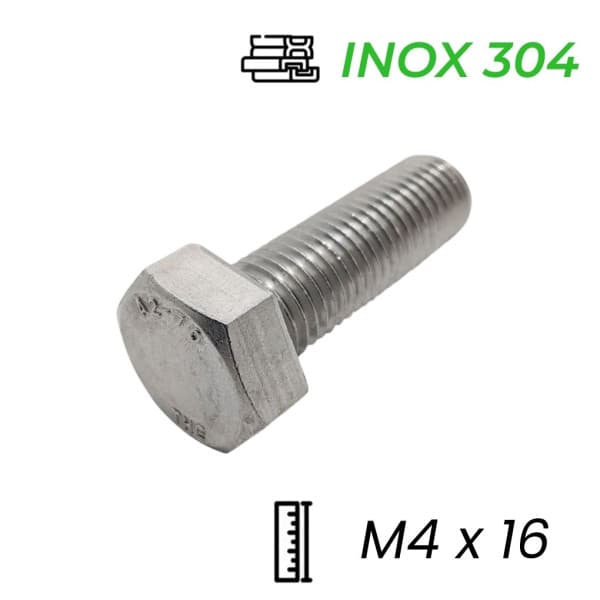 Bulong Inox 304 DIN933 M4x16
