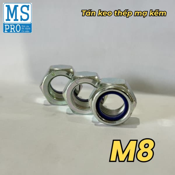 Tán Keo Thép Mạ Kẽm 4.8 DIN985 M8