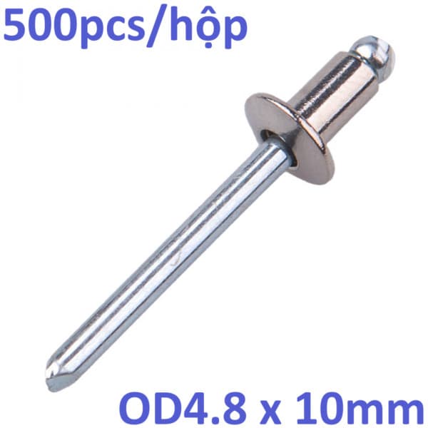 Rivet Inox 304 Chân Thép OD4.8x10mm (500 Cái)
