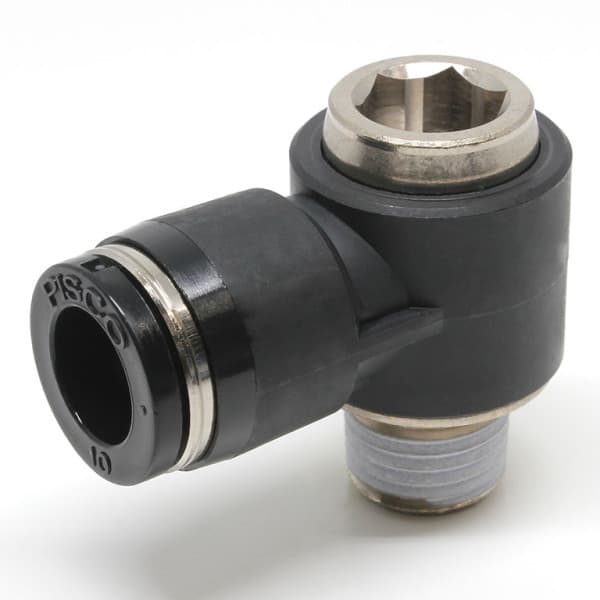 Đầu Nối Nhanh Khí Nén Dạng Cong 90° Đầu Lục Giác Chìm Ren Ngoài Pisco POL10-02