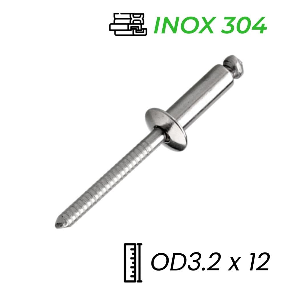 Rivet Inox 304 OD3.2x12mm (1000 Cái)