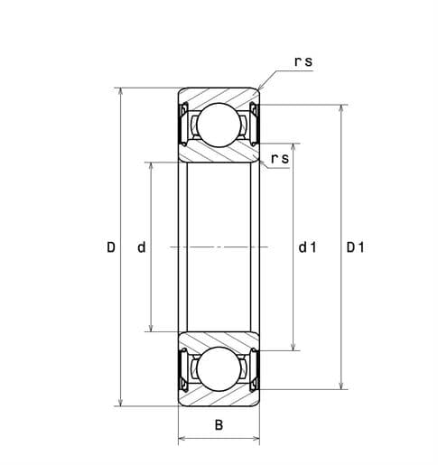 Bản vẽ kỹ thuật Vòng Bi Cầu Rãnh Sâu 1 Dãy 10x35x11 mm NTN 6300ZZCM/5K