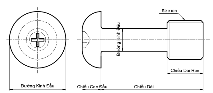 Bản vẽ kỹ thuật Cover Bolt - Button Head Cap GUTBJ6-4-12