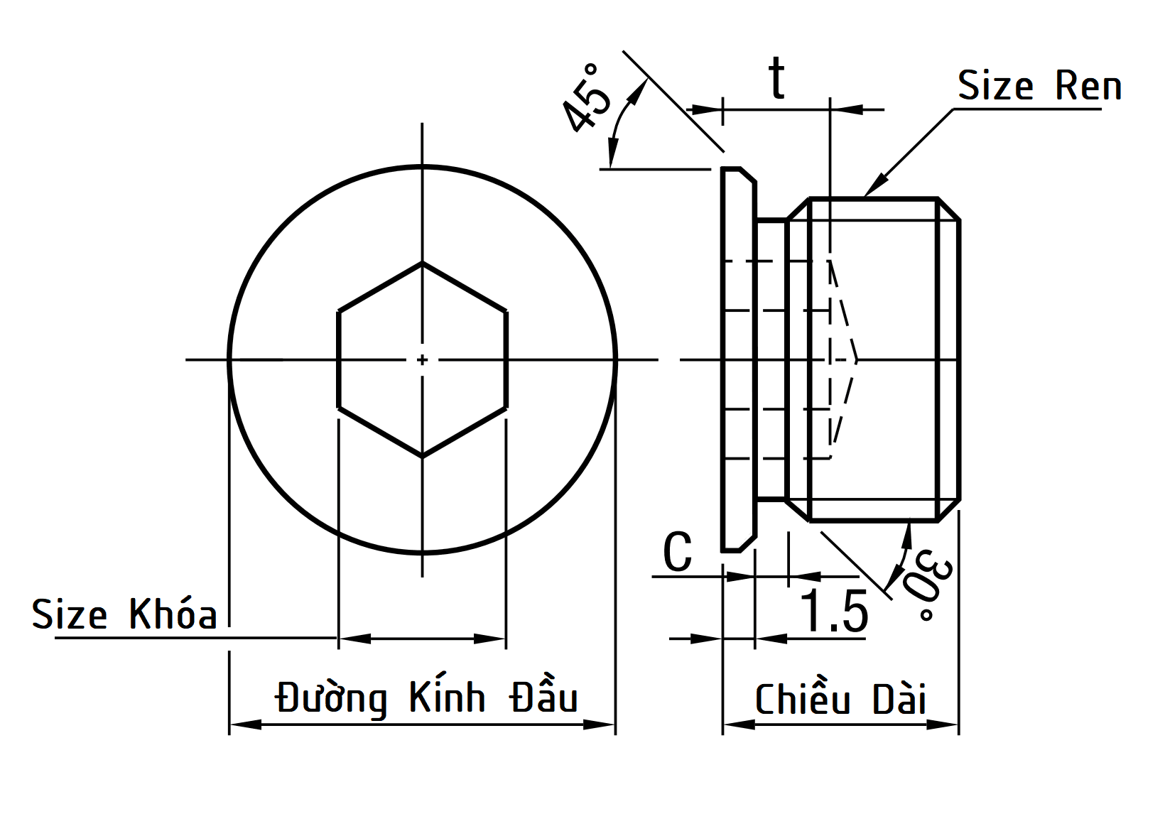 Bản vẽ kỹ thuật Screw Plugs Type Washer M6x8 MSWZ6