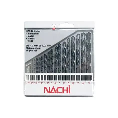 Bộ Mũi Khoan 19 Chi Tiết HSS 1-10mm Nachi