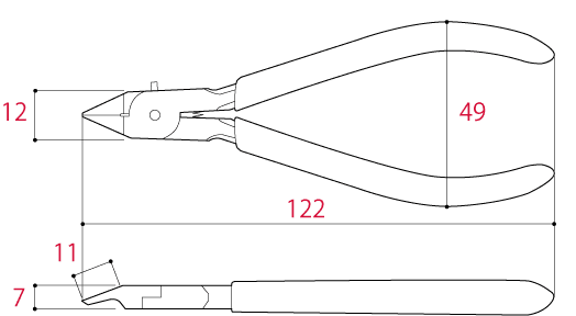 Bản vẽ kỹ thuật Kìm Cắt Nhựa Lưỡi Mỏng 122mm Tsunoda TN-120