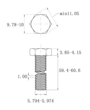 Bản vẽ kỹ thuật Bulong Mạ Kẽm 8.8 DIN933 M6x60