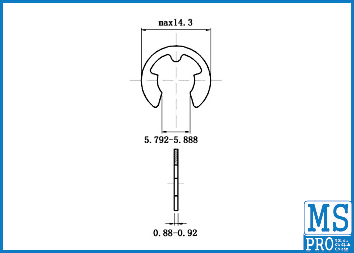 Bản vẽ kỹ thuật Phe Gài Trục Chữ E Thép DIN6799 D7