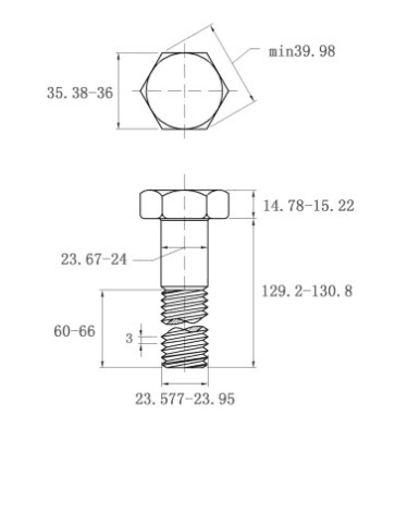Bản vẽ kỹ thuật Bulong Nhúng Nóng 8.8 DIN931 M24x130 Ren Lửng