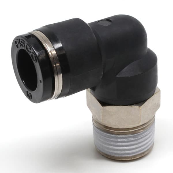 Đầu Nối Nhanh Khí Nén Cong 90° Phi 10mm Ren Ngoài R3/8 Pisco PL10-03