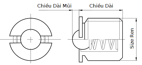 Bản vẽ kỹ thuật Vít Bi Nhún Thép Đầu Inox 440C FBPJ10