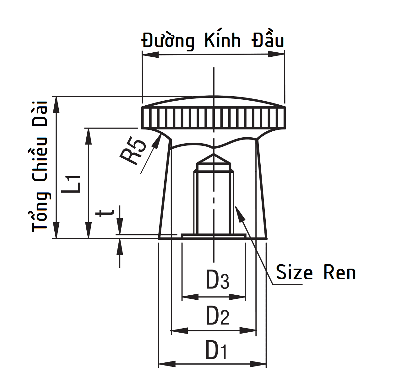 Bản vẽ kỹ thuật Knobs for Press Fit Plungers M3 NSXP3