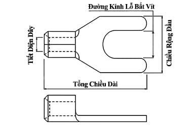 Bản vẽ kỹ thuật Đầu Cosse Chĩa Chữ Y Trần 1.5-2.5 mm2 KST SNBS2-3.7
