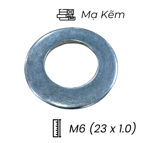 Lông Đền Phẳng Thép Mạ Kẽm M6 (23x1.0)