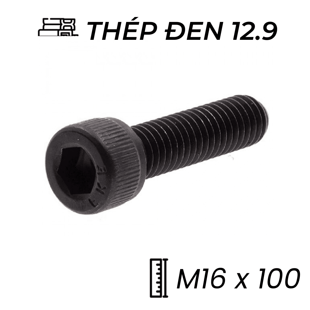 Lục Giác Chìm Đầu Trụ Thép Đen 12.9 DIN912 M16x100