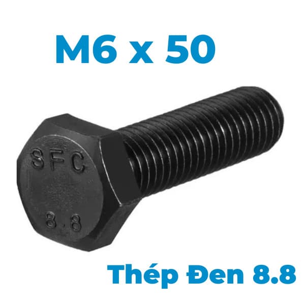Bulong Thép Đen 8.8 DIN933 M6x50