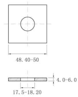 Bản vẽ kỹ thuật Lông Đền Vuông Inox 304 DIN436 M16