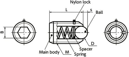 Bản vẽ kỹ thuật Vít Bi Nhún Chịu Tải Inox M3 Có Khoá Nylon NBK Dòng MP