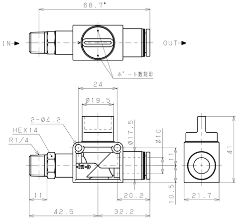 Bản vẽ kỹ thuật Van Tay Khí Nén Pisco HV02-10