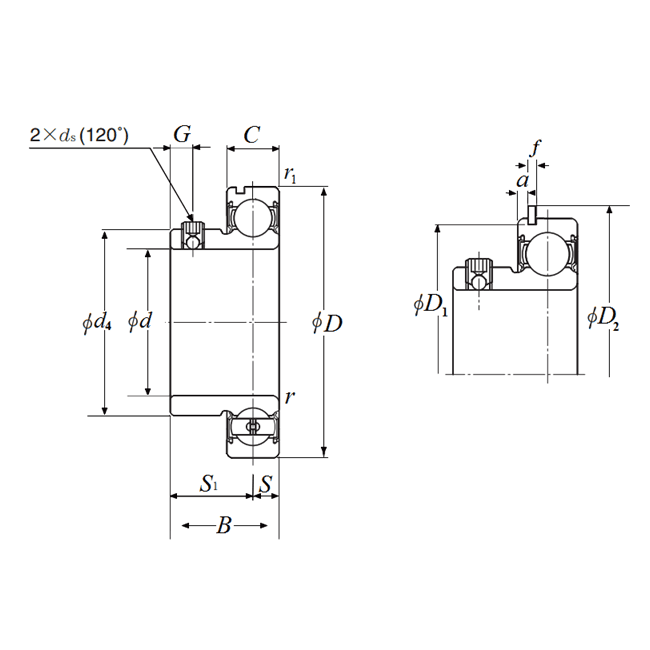 Bản vẽ kỹ thuật Vòng Bi Gối Đỡ 35x72x16 mm NTN ASS207N