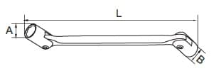 Bản vẽ kỹ thuật Cờ Lê Hai Đầu Tuýp Lắc Léo 14×15 mm SATA 47504