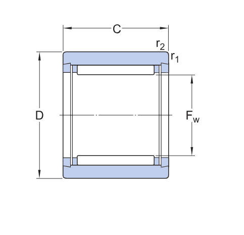 Bản vẽ kỹ thuật Vòng Bi Kim 1 Dãy 8x15x16mm SKF NK 8/16 TN
