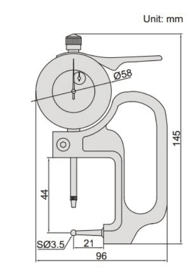 Bản vẽ kỹ thuật Đồng Hồ Đo Độ Dày Của Ống Kiểu Cơ 0-10mm INSIZE 2367-10A