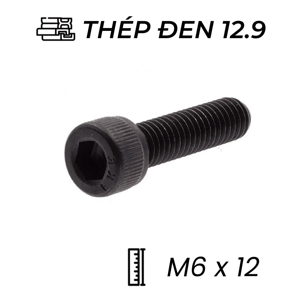 Lục Giác Chìm Đầu Trụ Thép Đen 12.9 DIN912 M6x12