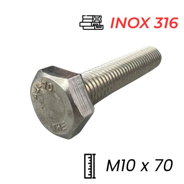 Bulong Inox 316 DIN933 M10x70