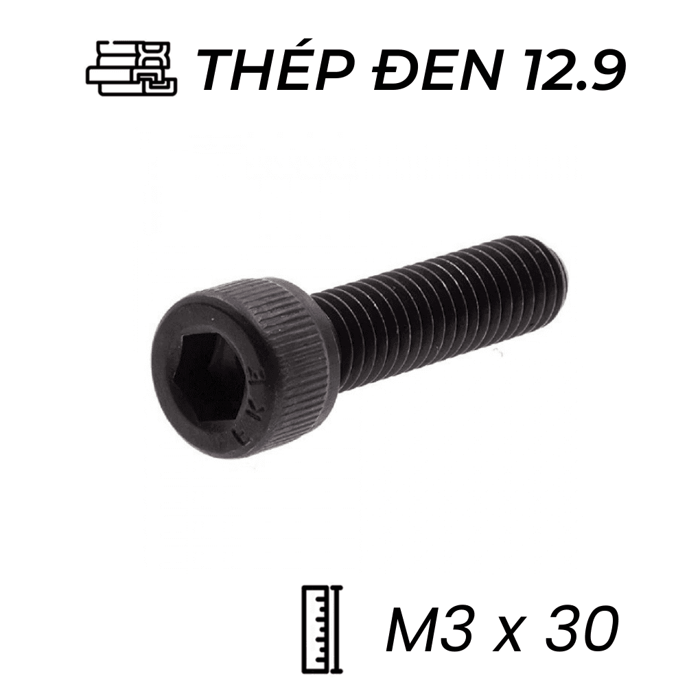Lục Giác Chìm Đầu Trụ Thép Đen 12.9 DIN912 M3x30