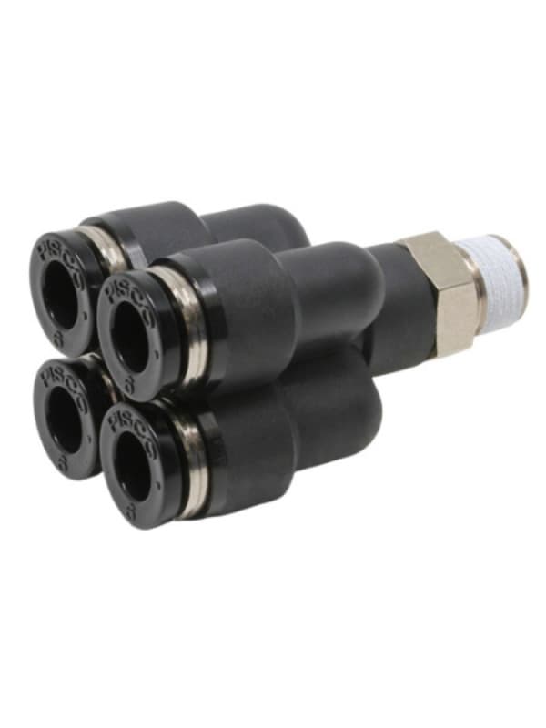 Đầu Nối Nhanh Khí Nén Dạng Chữ Y Bốn Nhánh Ren Ngoài Pisco PRX1/4-N2U