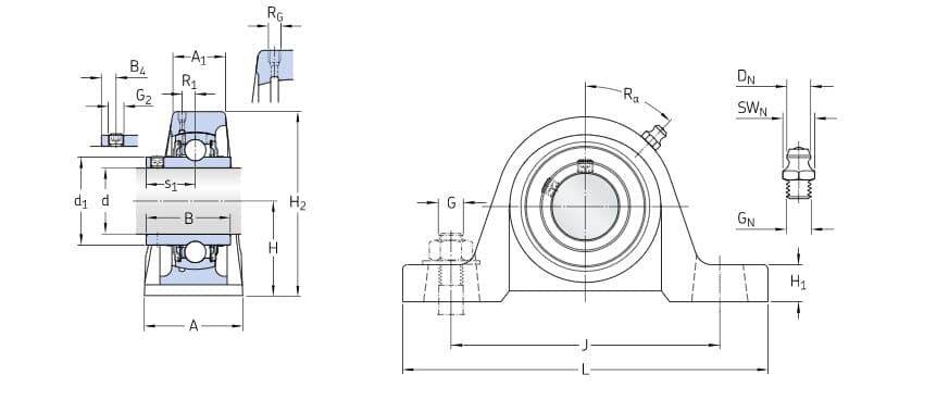 Bản vẽ kỹ thuật Gối Đỡ Vòng Bi SKF UCP 204