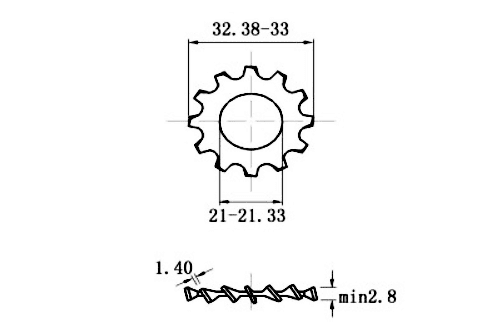 Bản vẽ kỹ thuật Lông Đền Răng Ngoài Loại A Inox 304 DIN6797A M20
